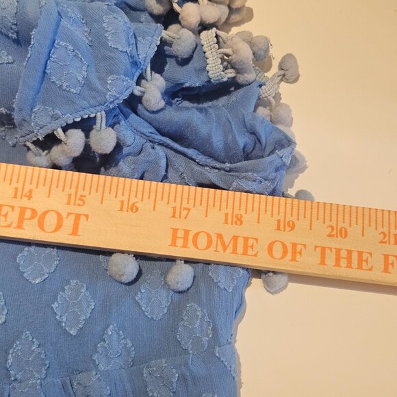 Lilly Pulitzer Dress Size 12 Arleah Blue Thistle Polka Dots Pom Pom Preppy Chic - Picture 7 of 12